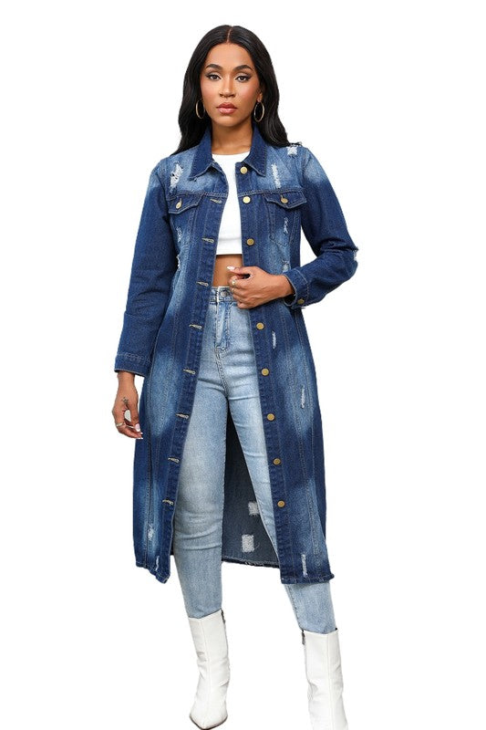 LOGAN 2 MAXI LONG DENIM JACKET