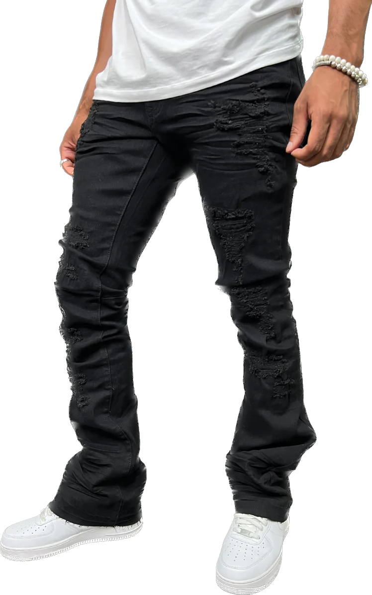 Onyx Distress Stacked Jeans (Men)