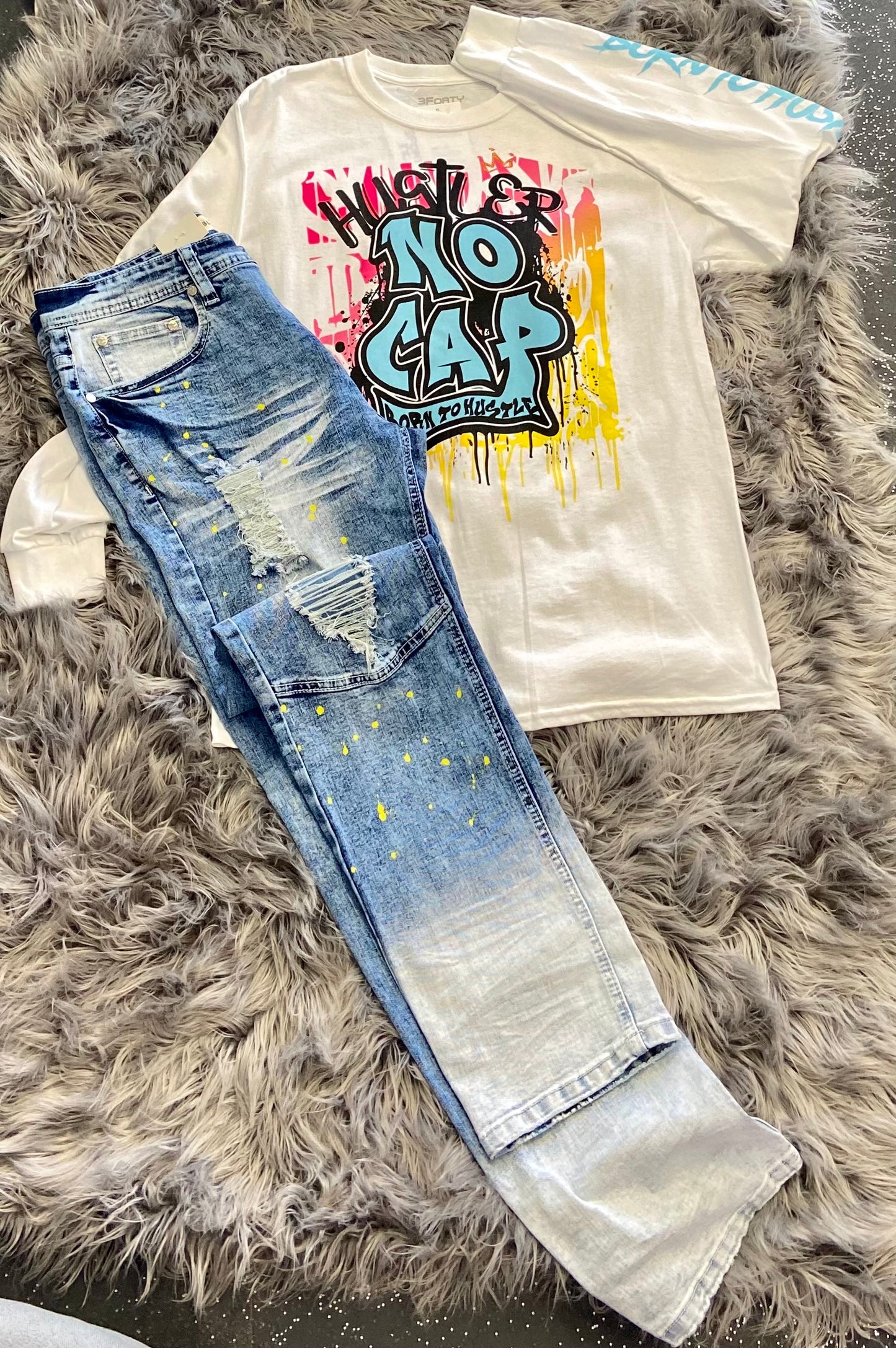 Distressed Painted Jeans (Men)
